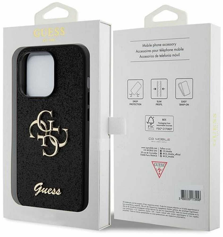 Dėklas GUESS GUHCP15XHG4SGK IPHONE 15 PRO MAX 6.7 "Juodas/Juodas HARDCASE GLITTER SCRIPT BIG 4G