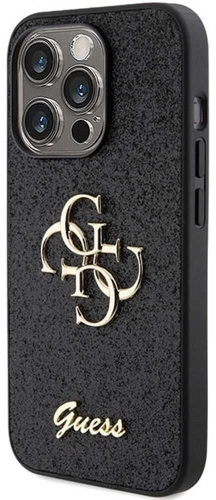 Dėklas GUESS GUHCP15XHG4SGK IPHONE 15 PRO MAX 6.7 "Juodas/Juodas HARDCASE GLITTER SCRIPT BIG 4G