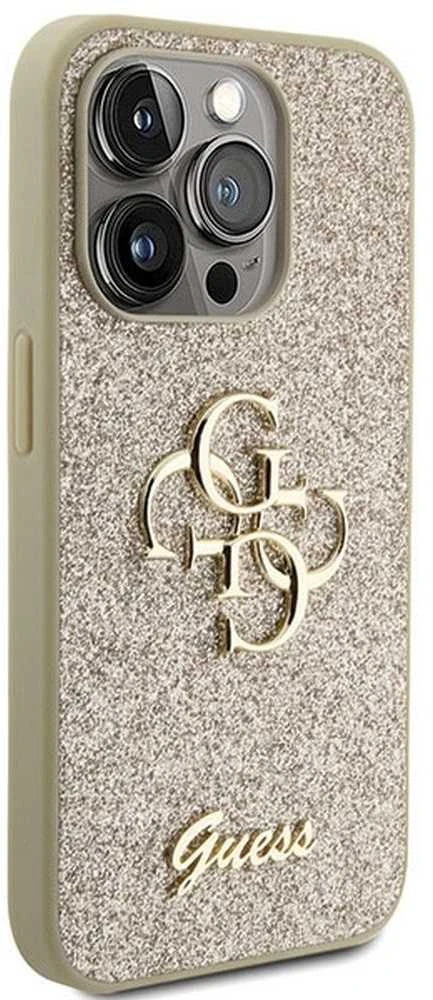 Dėklas GUESS GUHCP15XHG4SGD IPHONE 15 PRO MAX 6.7 "ZLOTY/GOLD HARDCASE GLITTER SCRIPT BIG 4G