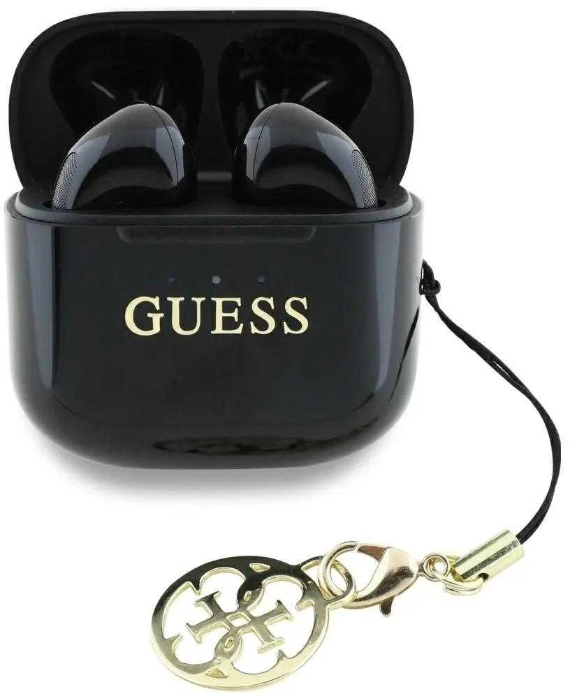 Ausinės TWS Guess Glossy Effect Printed Classic Logo & Charm juodos spalvos