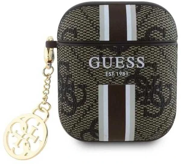 Guess GUA2P4RPSW AirPods 1/2 dėklas rudos spalvos 4G Printed Stripes Charm