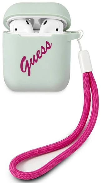 Guess GUACA2LSVSBF „AirPods“ dangtelis mėlynas fuksijos / mėlynas fuschia silikoninis vintage