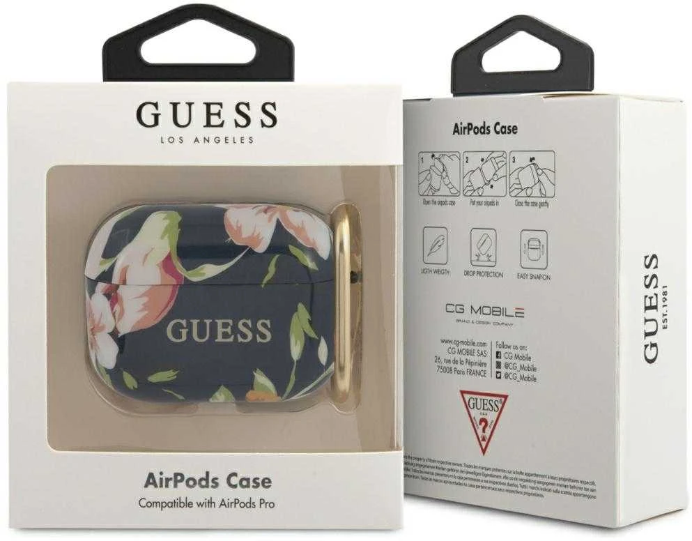 Guess GUACAPTPUBKFL03 AirPods Pro dėklas mėlynos spalvos N.3 Flower Collection