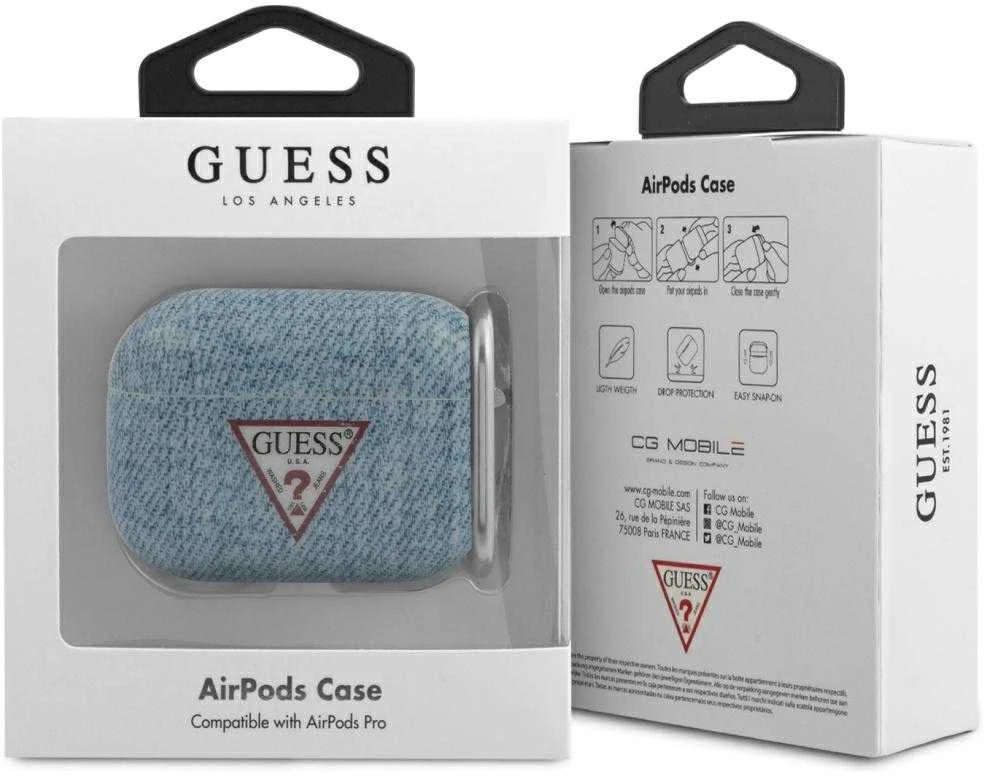 Guess džinsinis AirPods Pro dėklas pakuotėje