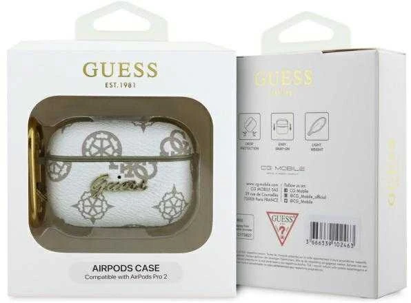 Guess GUAP2PG4GPH AirPods Pro 2 (2022/2023) dėklas baltos spalvos 4G Hook