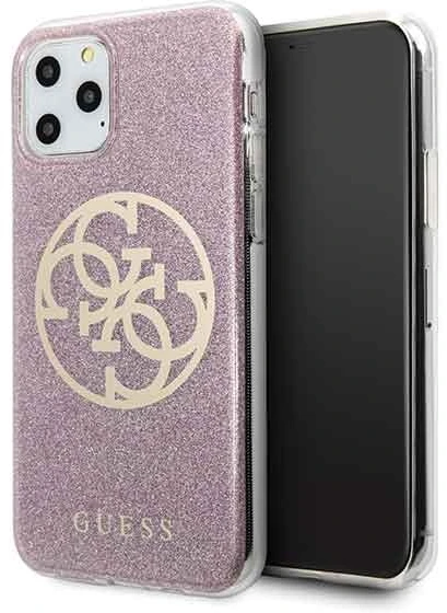 Guess GUHCN58PCUGLPI iPhone 11 Pro rožinė/rožinė kietas dėklas 4G Circle Blizgučiai