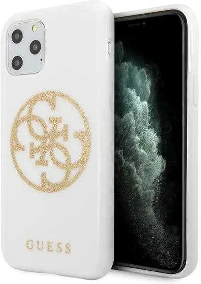 Apple iPhone 11 Pro Max Guess Hard dėklas Glitter 4G Circle Logo (GUHCN65TPUWHGLG) baltos spalvos