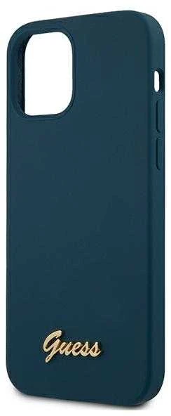 Guess GUHCP12LLSLMGBL iPhone 12 Pro Max 6,7″ mėlynas kietas dėklas Metal Logo Script