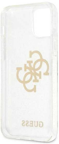 Guess GUHCP12LPCUGL4GTR Apple iPhone 12 Pro Max 6,7″ skaidrus kietas dėklas Glitter 4G Big Logo