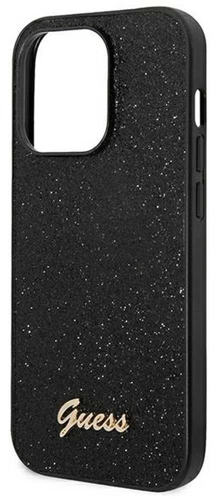 Guess GUHCP14LHGGSHK Apple iPhone 14 Pro 6,1″ juodos spalvos kietas dėklas Glitter Script