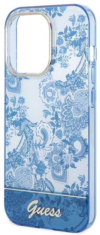 Guess GUHCP14LHGPLHB Apple iPhone 14 Pro 6,1″ mėlynas kietas dėklas Porcelain Collection