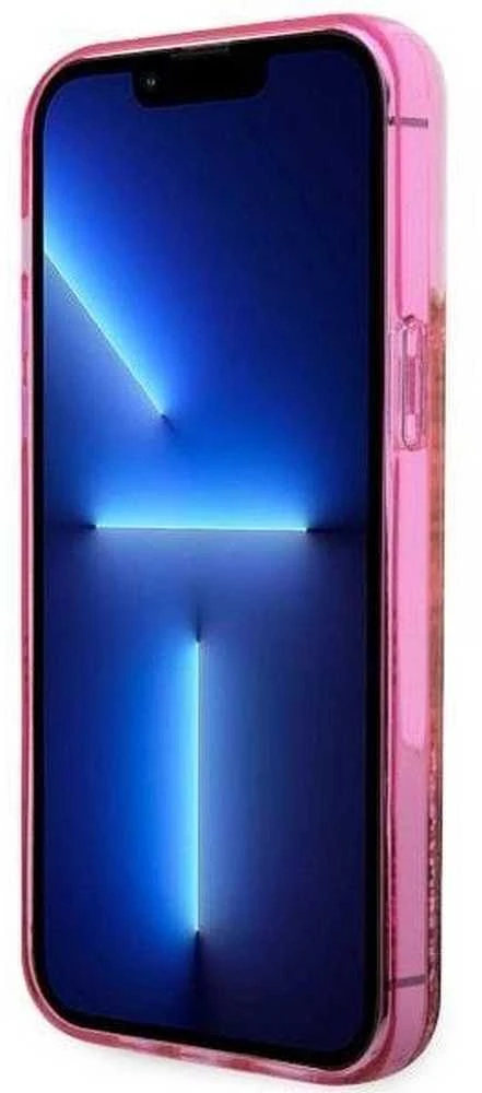 Guess GUHCP14LLC4PSGP Apple iPhone 14 Pro 6.1″ rožinės spalvos kietas dėklas Liquid Glitter 4G Transculent