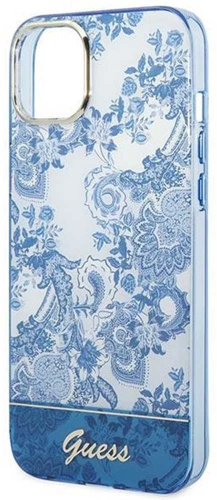 Guess GUHCP14MHGPLHB Apple iPhone 14 Plus / 15 Plus 6.7″ mėlynas kietas dėklas Porcelain Collection
