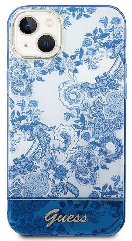 Guess GUHCP14MHGPLHB Apple iPhone 14 Plus / 15 Plus 6.7″ mėlynas kietas dėklas Porcelain Collection