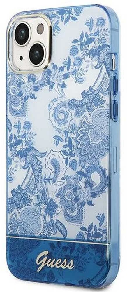 Guess GUHCP14MHGPLHB Apple iPhone 14 Plus / 15 Plus 6.7″ mėlynas kietas dėklas Porcelain Collection