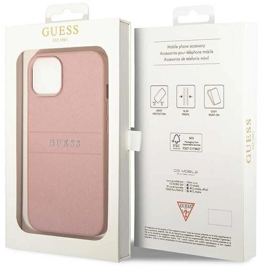 Dėklas GUESS GUHCP14MPSASBPI IPHONE 14 PLUS / 15 PLUS 6.7 "Rožinis / Rožinis SAFFIANO STRAP
