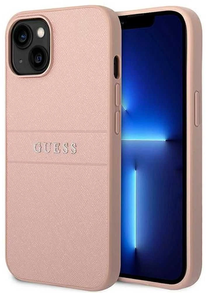 Dėklas GUESS GUHCP14MPSASBPI IPHONE 14 PLUS / 15 PLUS 6.7 "Rožinis / Rožinis SAFFIANO STRAP