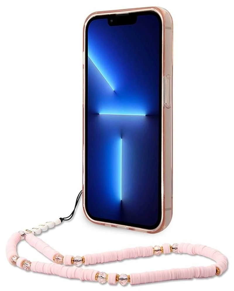 Dėklas Guess GUHCP14XHGCOHP Apple iPhone 14 Pro Max 6,7″ rožinės spalvos hardcase Translucent Pearl Strap