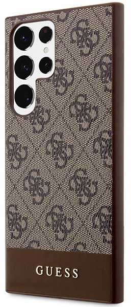 Guess 4G Bottom Stripe Metal Logo Collection - dėklas skirtas Samsung Galaxy S23 Ultra Brown