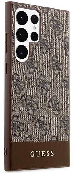 Guess 4G Bottom Stripe Metal Logo Collection - dėklas skirtas Samsung Galaxy S23 Ultra Brown
