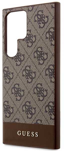 Guess 4G Bottom Stripe Metal Logo Collection - dėklas skirtas Samsung Galaxy S23 Ultra Brown