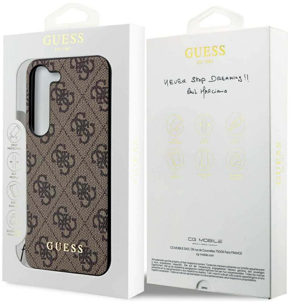 Dėklas GUESS GUHCS23SGF4GBB S23 S911 BRONZE/BROWN HARDCASE 4G CHARMS COLLECTION