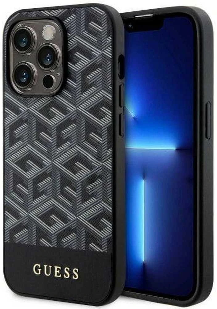 Guess GUHMP14LHGCFSEK Apple iPhone 14 Pro 6.1″ juodos spalvos kietas dėklas GCube Stripes MagSafe