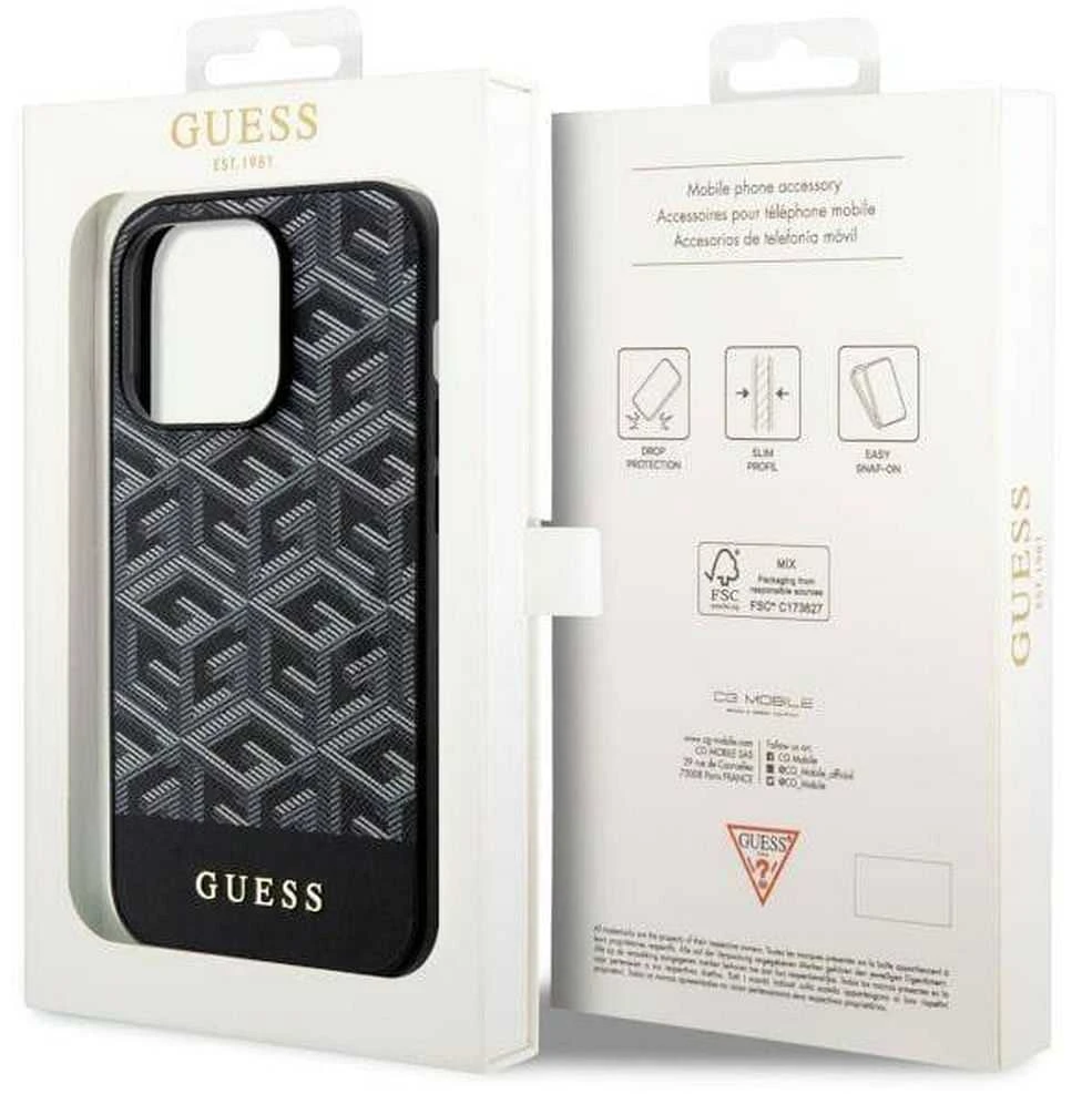 Guess GUHMP14LHGCFSEK Apple iPhone 14 Pro 6.1″ juodos spalvos kietas dėklas GCube Stripes MagSafe
