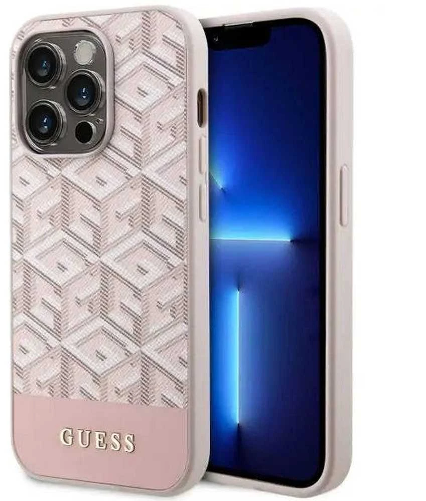 Apple iPhone 14 Pro Guess dėklas GCube Stripes MagSafe (GUHMP14LHGCFSEP) rožinės spalvos