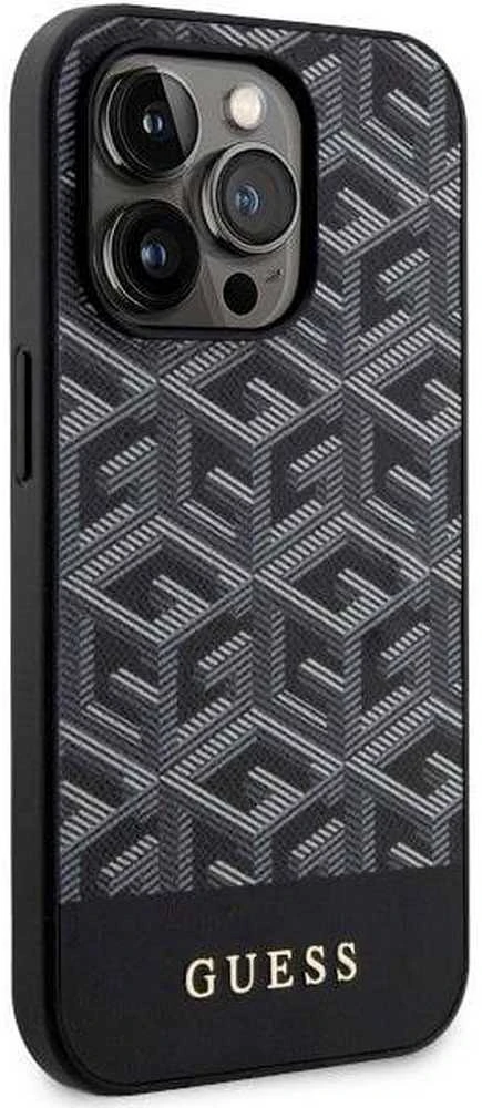 Guess GUHMP14XHGCFSEK Apple iPhone 14 Pro Max 6.7″ juodos spalvos kietas dėklas GCube Stripes MagSafe