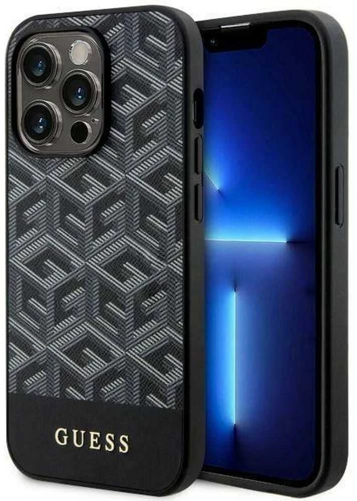 Guess GUHMP14XHGCFSEK Apple iPhone 14 Pro Max 6.7″ juodos spalvos kietas dėklas GCube Stripes MagSafe