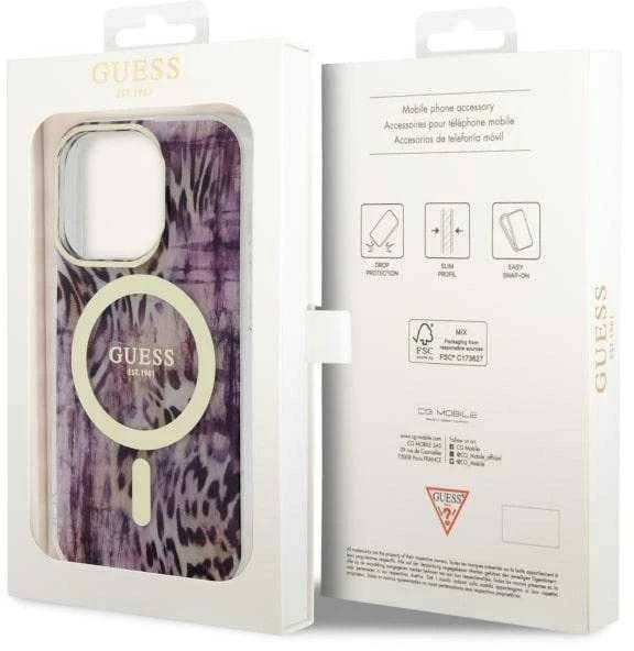 Dėklas GUESS GUHMP14XHLEOPWP IPHONE 14 PRO MAX 6.7 "Rožinis/Rožinis HARDCASE LEOPARD MAGSAFE