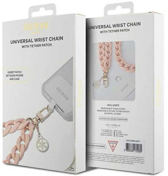 Guess GUOUCBMC4MP Universal Big Hand Strap rožinės spalvos Acrylic 4G Charm