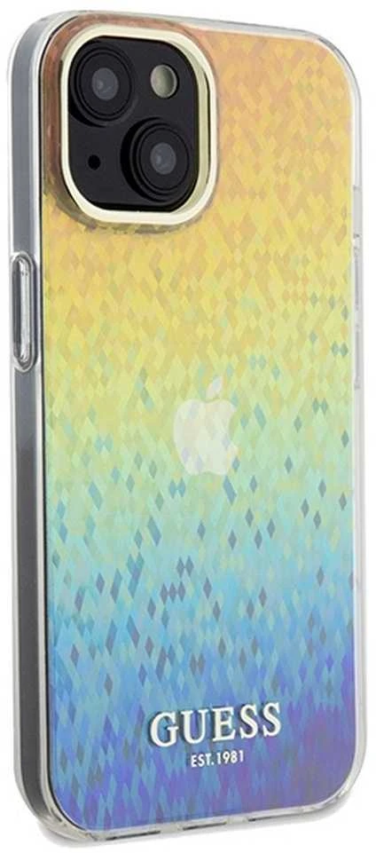 Guess GUHCP14SHDECMI Apple iPhone 14 / 15 / 13 6.1″ kietas dėklas IML Faceted Mirror Disco Iridesc