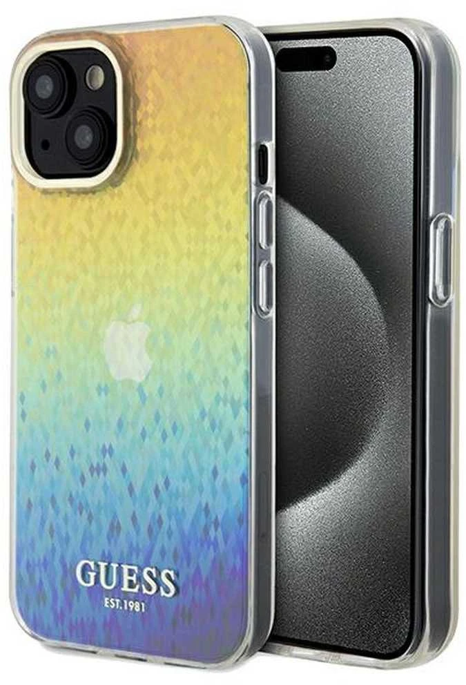 Guess GUHCP14SHDECMI Apple iPhone 14 / 15 / 13 6.1″ kietas dėklas IML Faceted Mirror Disco Iridesc