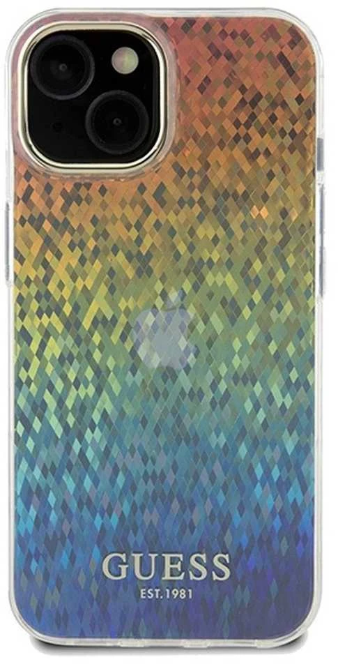 Guess GUHCP14SHDECMI Apple iPhone 14 / 15 / 13 6.1″ kietas dėklas IML Faceted Mirror Disco Iridesc