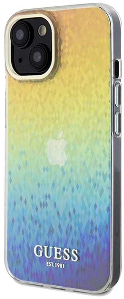 Guess GUHCP14SHDECMI Apple iPhone 14 / 15 / 13 6.1″ kietas dėklas IML Faceted Mirror Disco Iridesc