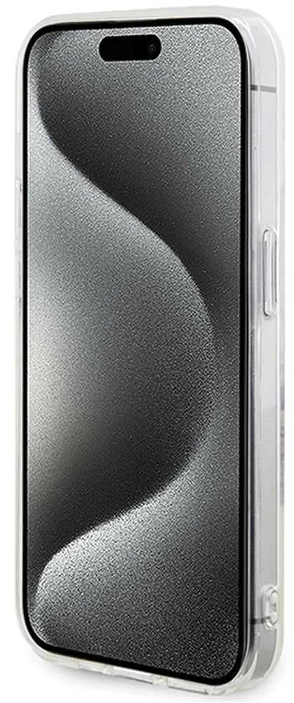 Dėklas GUESS GUHMP15LHFWFFCT IPHONE 15 PRO 6.1 "SKAIDRUS KIETAS DĖLIS IML FLOWERS WREATCH MAGSAFE