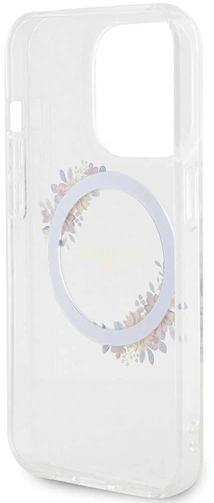 Dėklas GUESS GUHMP15LHFWFFCT IPHONE 15 PRO 6.1 "SKAIDRUS KIETAS DĖLIS IML FLOWERS WREATCH MAGSAFE