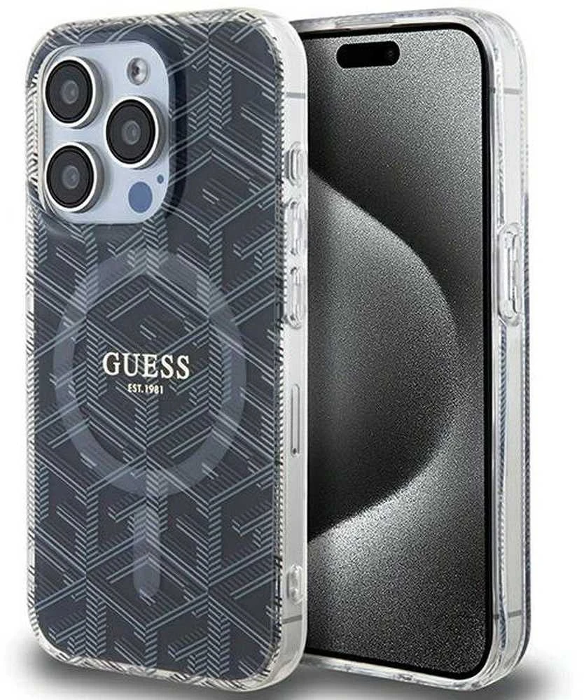 Dėklas GUESS GUHMP15XHGCUSTGK IPHONE 15 PRO MAX 6.7 "Juodas/Juodas HARDCASE IML GCUBE MAGSAFE
