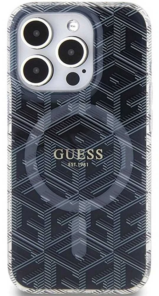 Dėklas GUESS GUHMP15XHGCUSTGK IPHONE 15 PRO MAX 6.7 "Juodas/Juodas HARDCASE IML GCUBE MAGSAFE