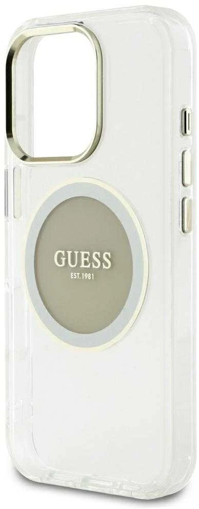 Dėklas Guess IML Metal Colored Circle Classic Logo MagSafe iPhone 16 Pro Max pilkas