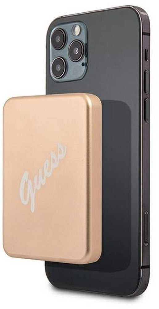 „Guess“ 5 W belaidė išorinė baterija GUPBMSVSLG 3000 mAh, aukso spalvos, „MagSafe“