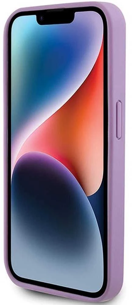Guess GUHCP15XP4EPMU Apple iPhone 15 Pro Max 6.7″ light violetinės spalvos kietas dėklas Leather 4G Stamped