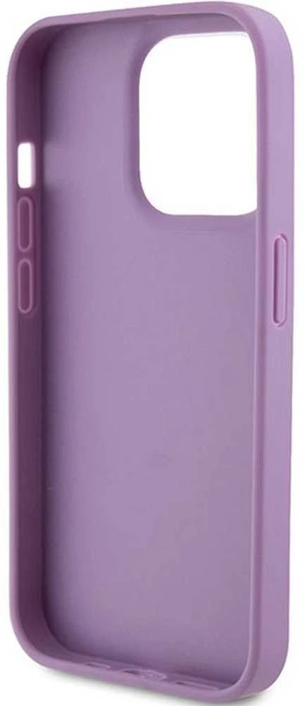 Guess GUHCP15XP4EPMU Apple iPhone 15 Pro Max 6.7″ light violetinės spalvos kietas dėklas Leather 4G Stamped