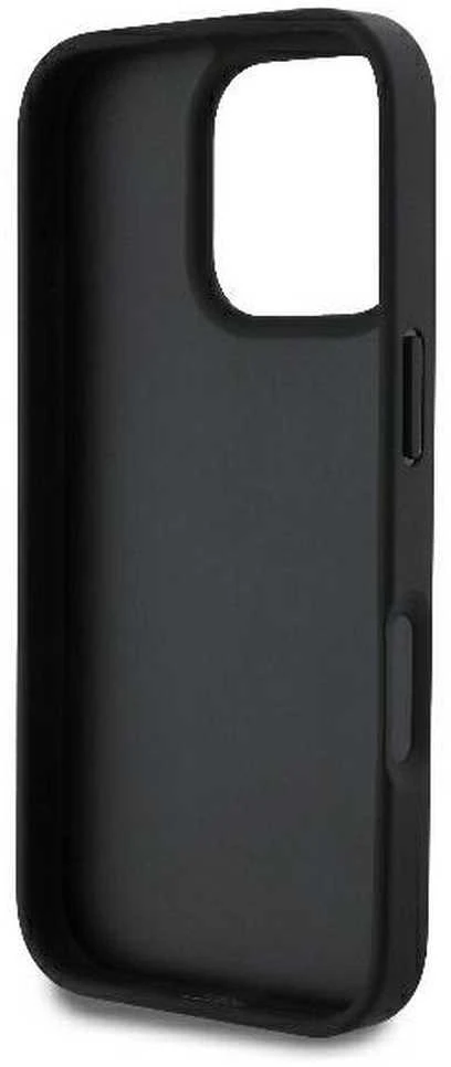 GUESS dėklas skirtas Apple iPhone 16 Pro GUHCP16LP4TDPK (PU Leather 4G Triangle Strass) juodos spalvos