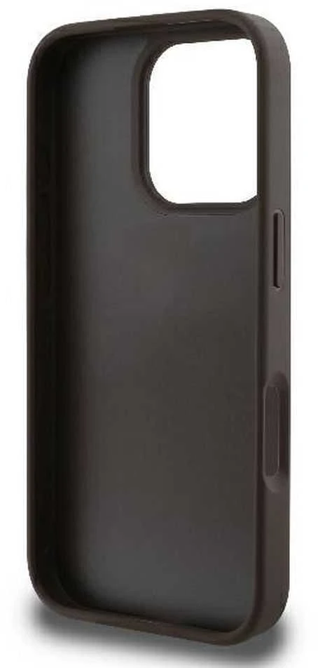 Guess Leather 4G Triangle Strass MagSafe Apple iPhone 16 Pro Max – dėklas telefonui rudos spalvos