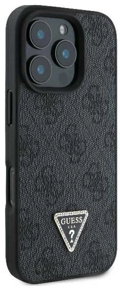Guess Leather 4G Triangle Strass MagSafe Apple iPhone 16 Pro Max – dėklas telefonui juodos spalvos