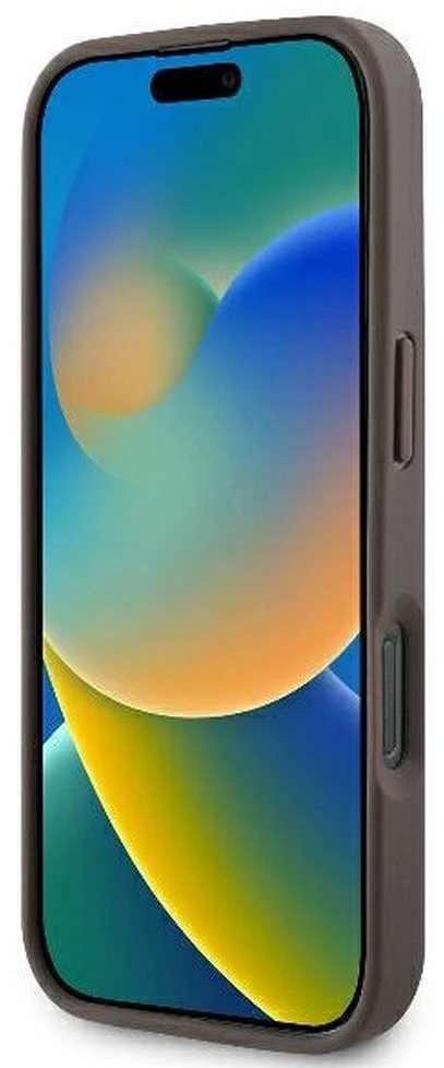 Guess Leather 4G Triangle Strass MagSafe Apple iPhone 16 Pro Max – dėklas telefonui rudos spalvos