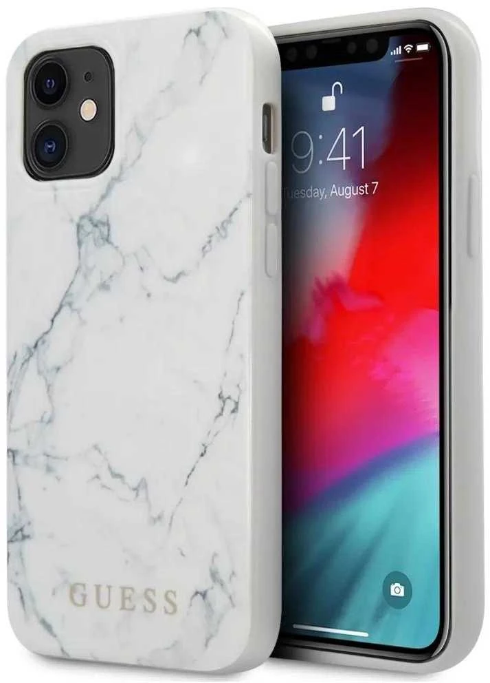 „Guess Marble“ – dėklas Apple iPhone 12 Mini baltas